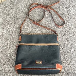 Dooney & Bourke Vintage Black and Brown Leather Crossbody Bag